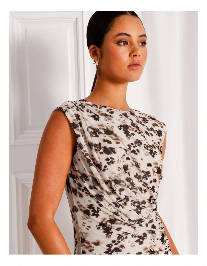 Mesh Short Sleeve Midi Dress in Assorted image 2
