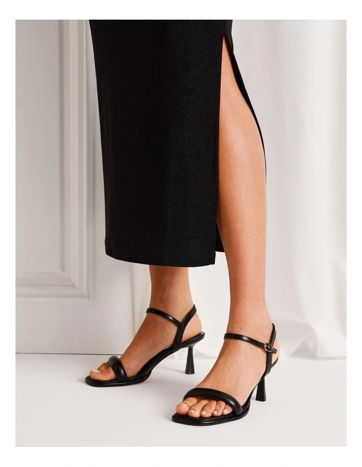 Glitter Off The Shoulder Drape Dress in Black image 3