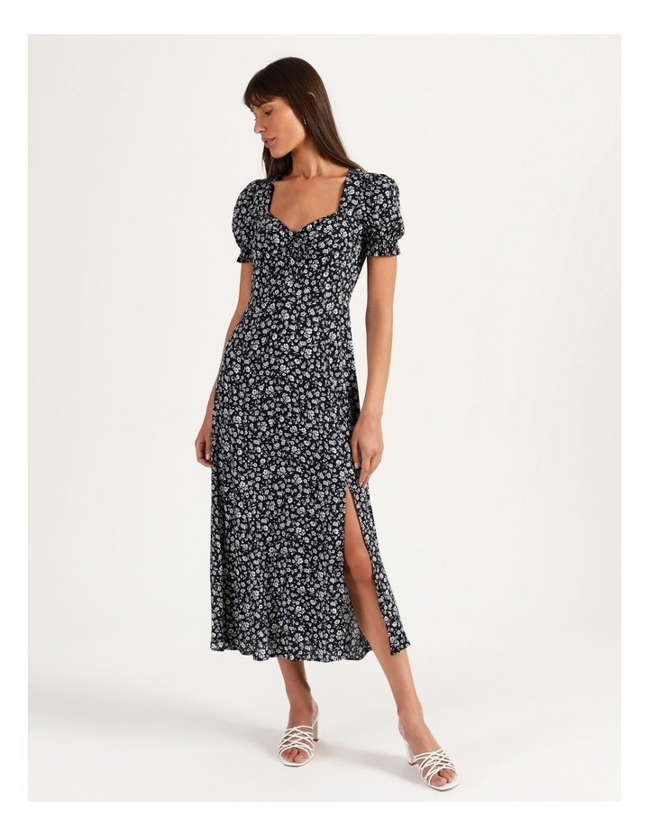 Sweetheart Midi Dress Navy Ditzy Print