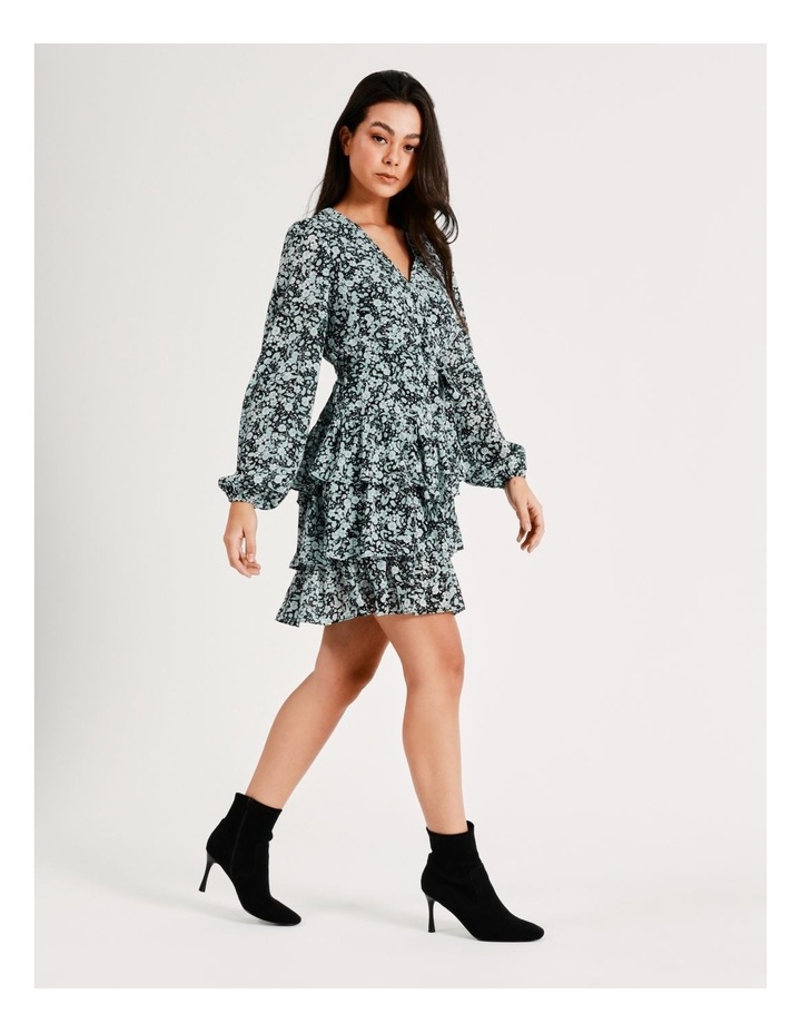 Tie Waist Ruffle Wrap Recycled Blend Mini Dress in