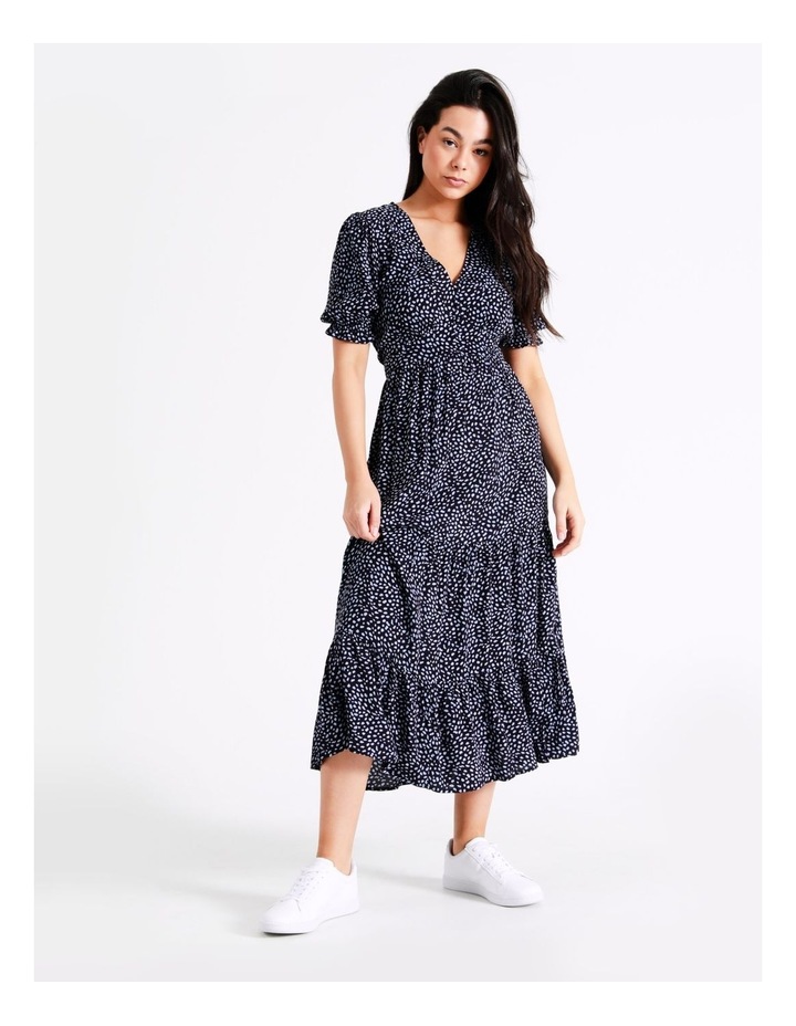 Puff Sleeve Tiered Midi Dress in