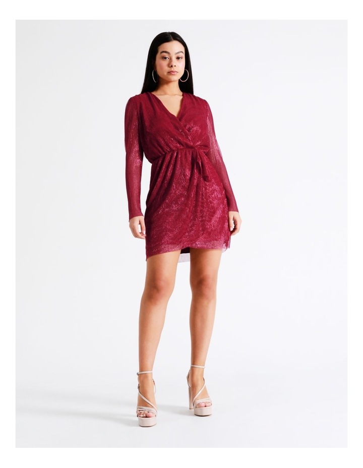 Plisse Wrap Mini Dress in Crimson