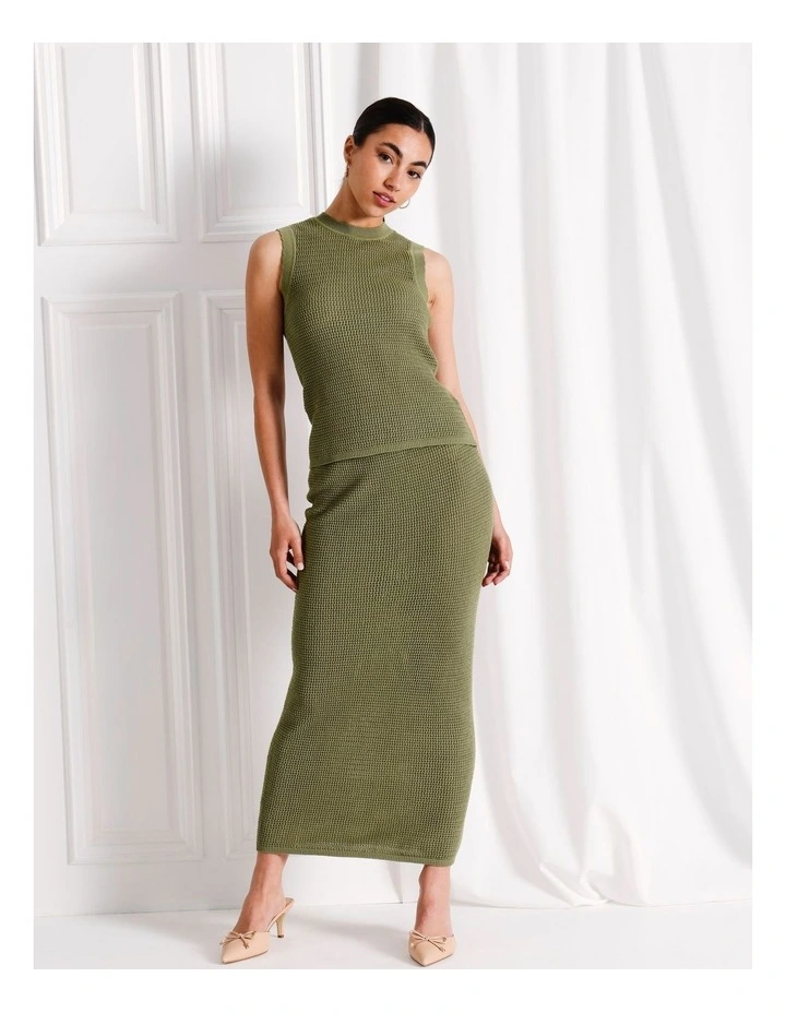 Tokito Organic Cotton Frill Sleeve Knit Top in Khaki | MYER