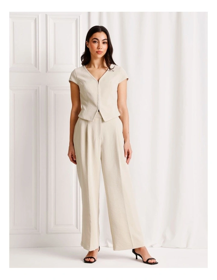 Cap Sleeve V-Neck Top in Stone image 2