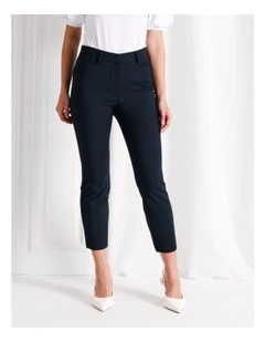 Maya Mid Rise Cropped Organic Blend Cotton Sateen Pants in Navy