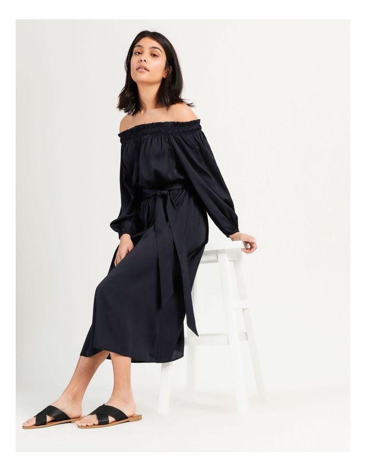 Petite Off The Shoulder Midi Dress Midnight Navy