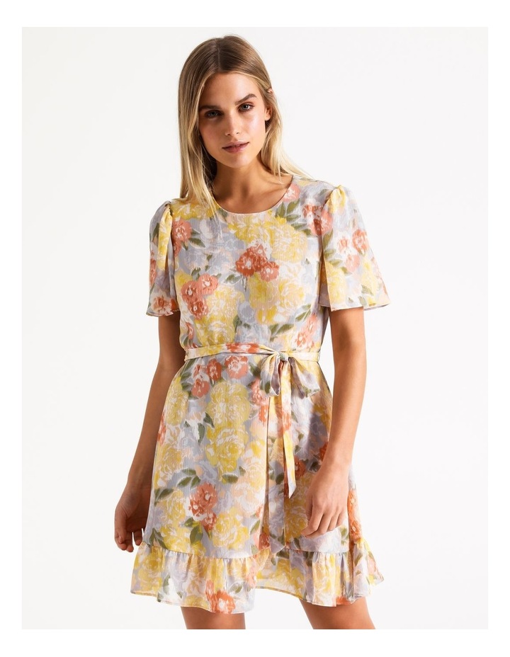 Flutter Sleeve Recycled Blend Mini Dress in Multi