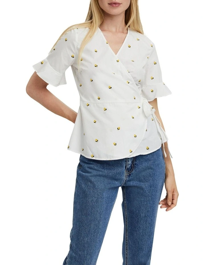 Vero Moda Cherry Wrap Top Bright White Lemon Myer