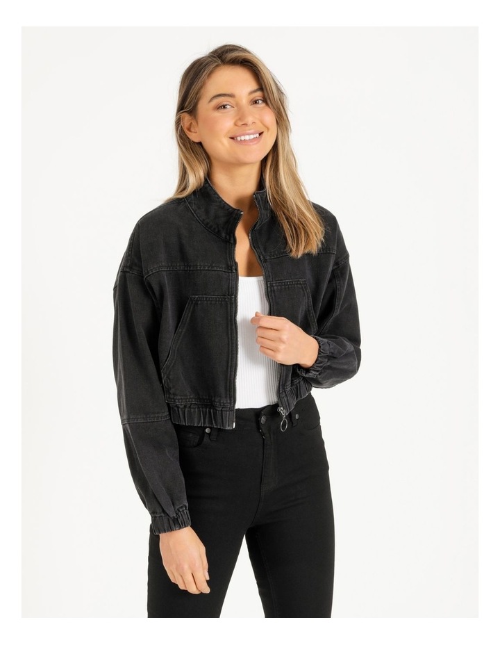 Miss Shop Denim Bomber Jacket Black | MYER