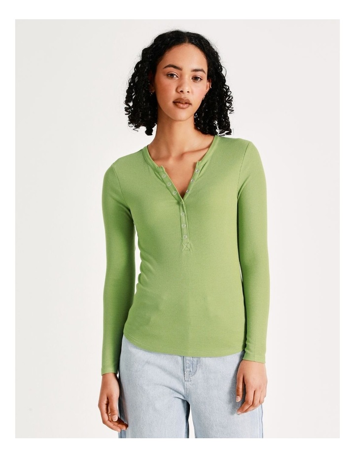 Miss Shop Long Sleeve Rib Henley Tee 