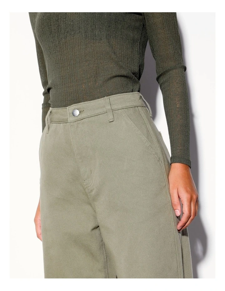 Miss Shop Recycled Blend Wide Leg Casual Drill Pant In Sage MYER