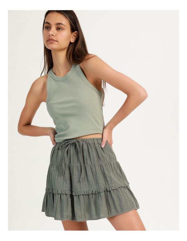 grey ruffle mini skirt