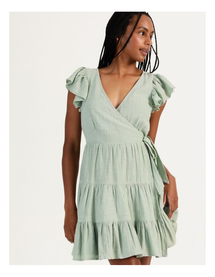 Tiered Wrap Dress Dusty Aqua