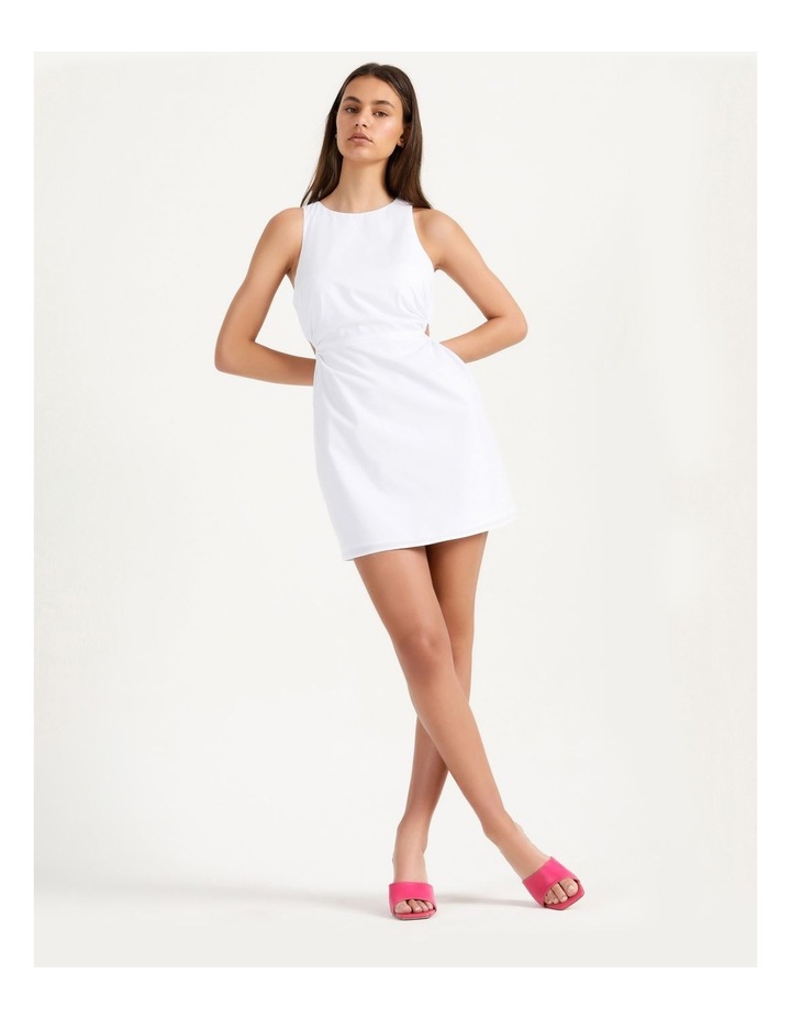 Cut Out Side Sleeveless Dress White