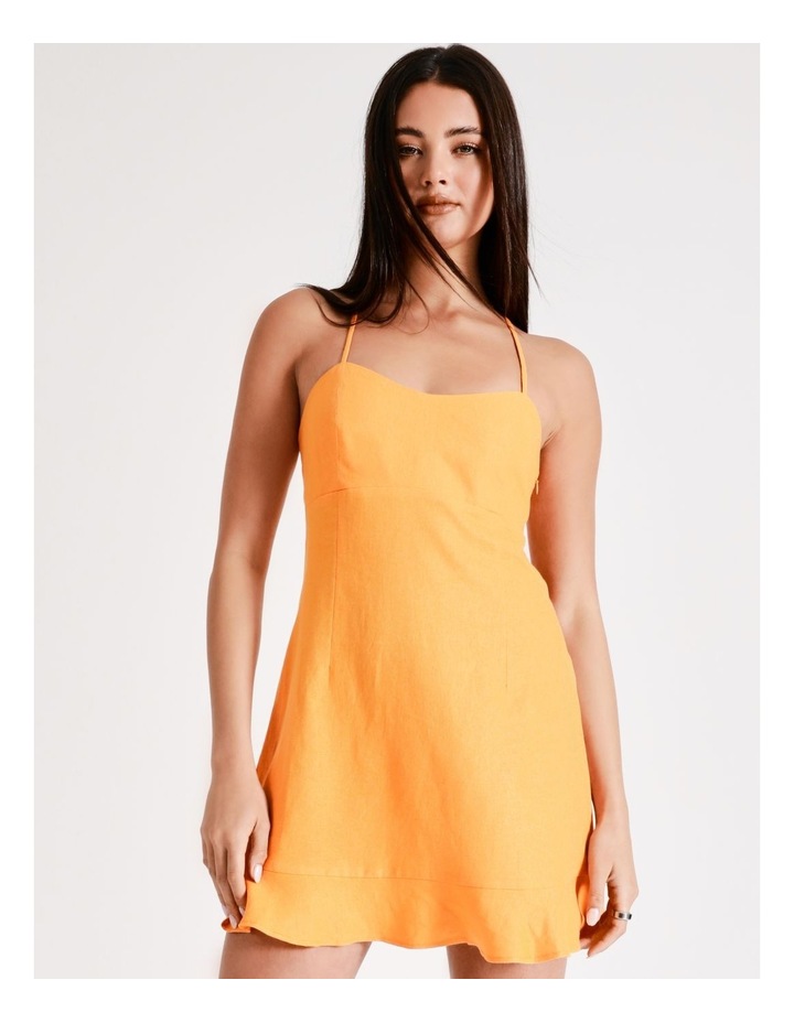 Linen Ruffle Hem Dress in Amber