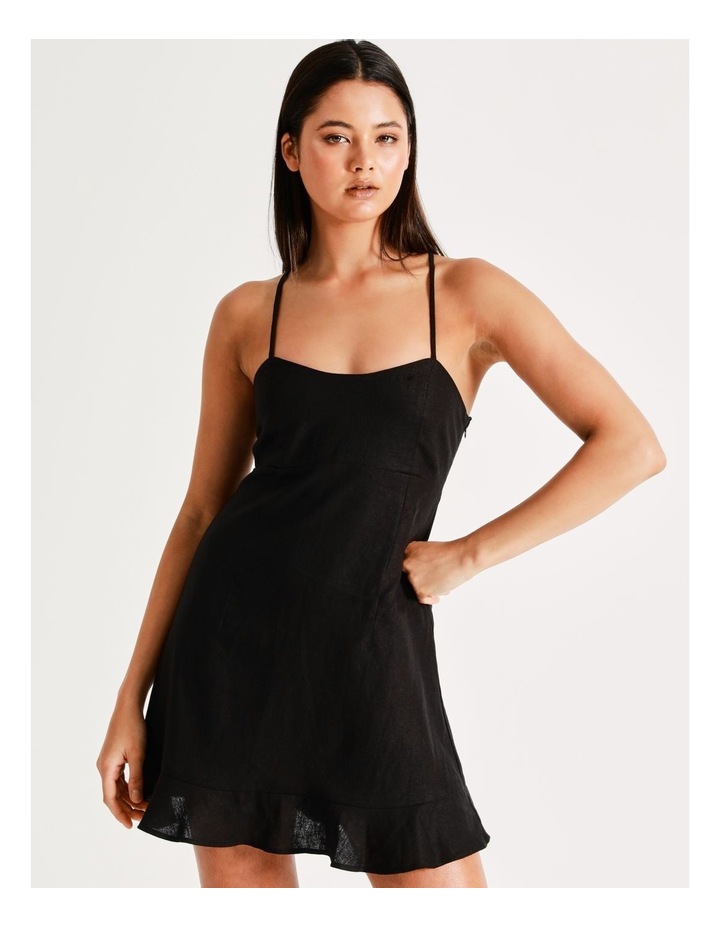 Linen Ruffle Hem Dress in