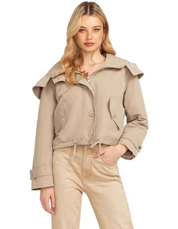 Nora Cropped Parka in Brown