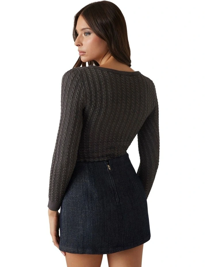 Josie Boat Neck Long Sleeve Sweater in Black image 3