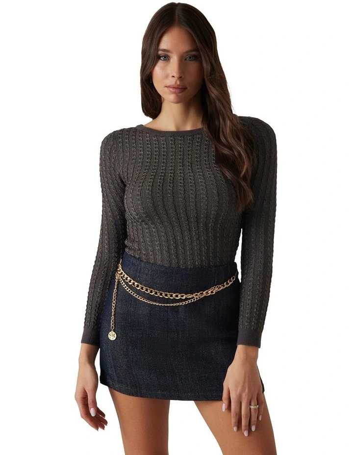 Josie Boat Neck Long Sleeve Sweater in Black image 4