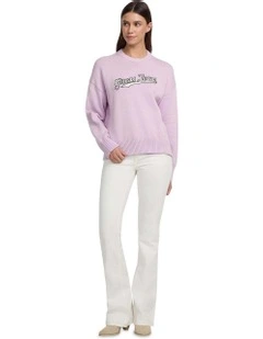 Long Sleeves Crew Neck Jumper in Purple