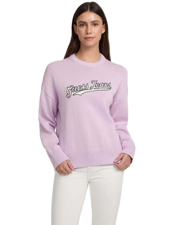 Long Sleeves Crew Neck Jumper in Purple image 2