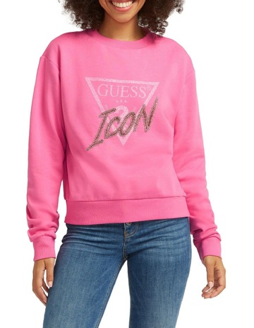 Guess Crew Neck Icon Sweatshirt Rosy 