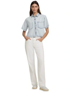 Boxy Short Sleeve Shirt in River Light Vintage