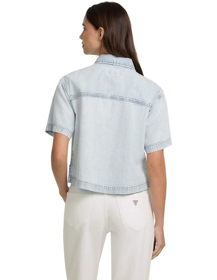 Boxy Short Sleeve Shirt in River Light Vintage image 4