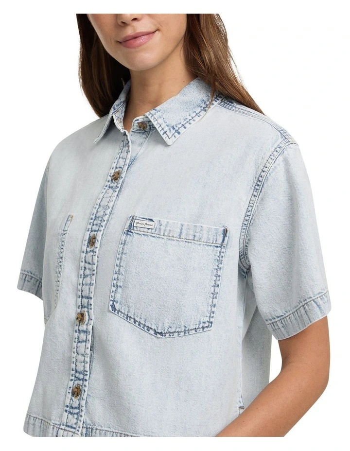 Boxy Short Sleeve Shirt in River Light Vintage image 5