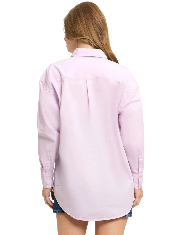 Long Sleeve Oversized Pocket Shirt in Pink image 3