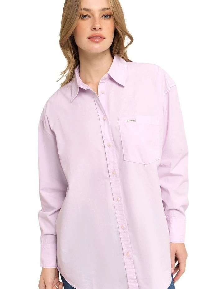 Long Sleeve Oversized Pocket Shirt in Pink image 5