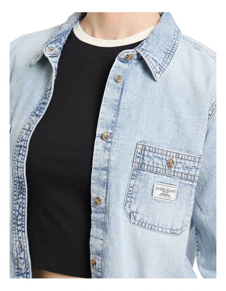 Regular Longsleeve Denim Shirt in Blue image 3