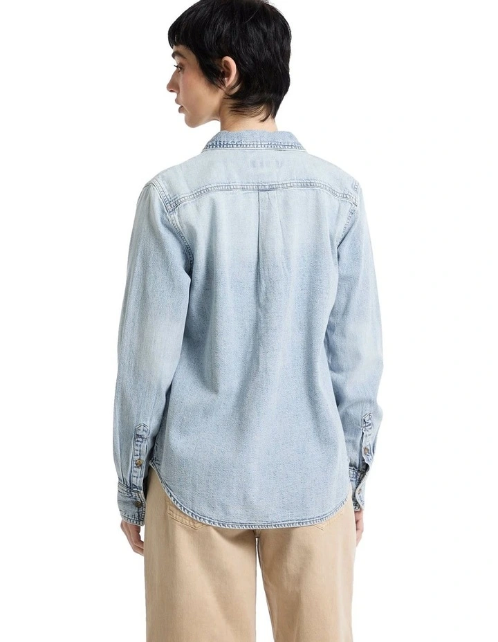 Regular Longsleeve Denim Shirt in Blue image 4