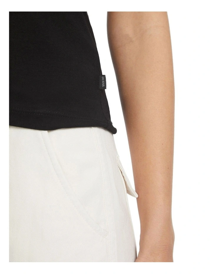 Short Sleeve Crew Neck Slim Logo Print Tee in Black image 4