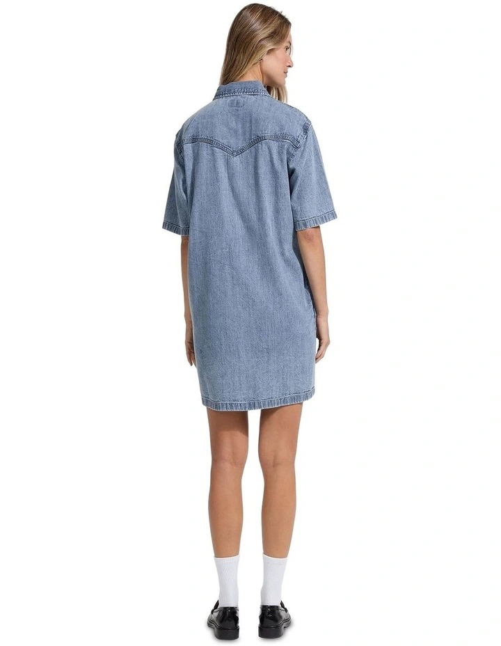 Short Sleeve Dress in Mid Wash image 3
