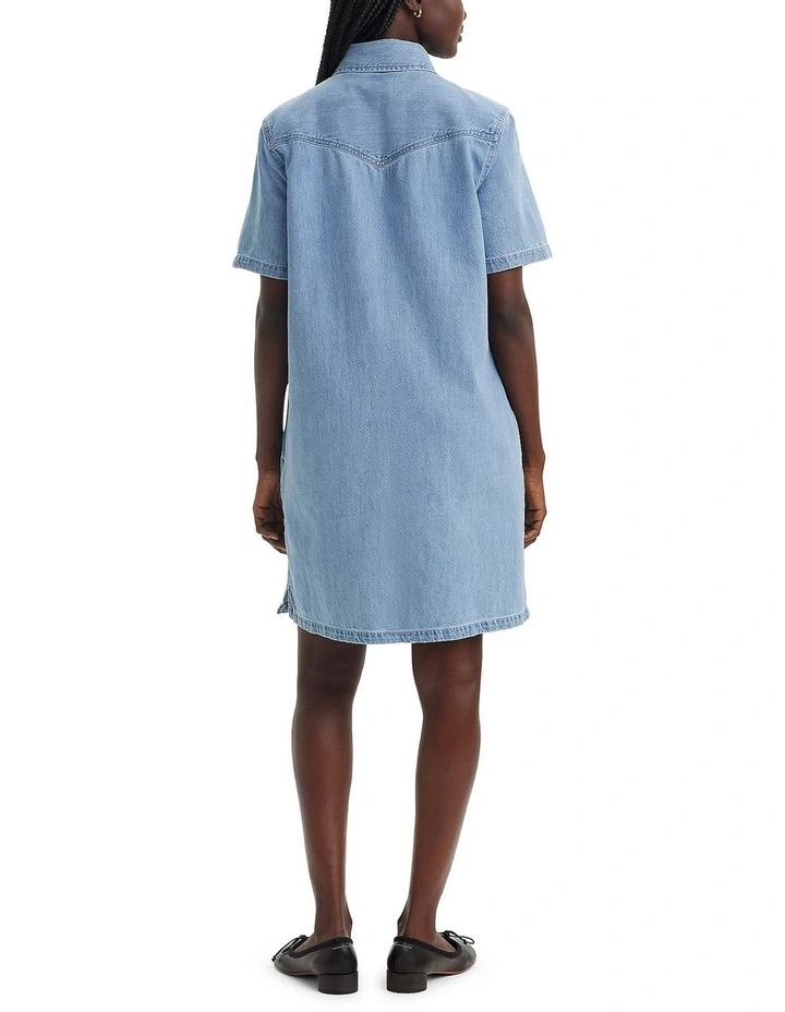 Louisa Short-Sleeve Denim Dress in Twisted Words image 2
