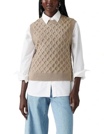 Bluebell Cable Sweater Vest in Oatmeal Heather