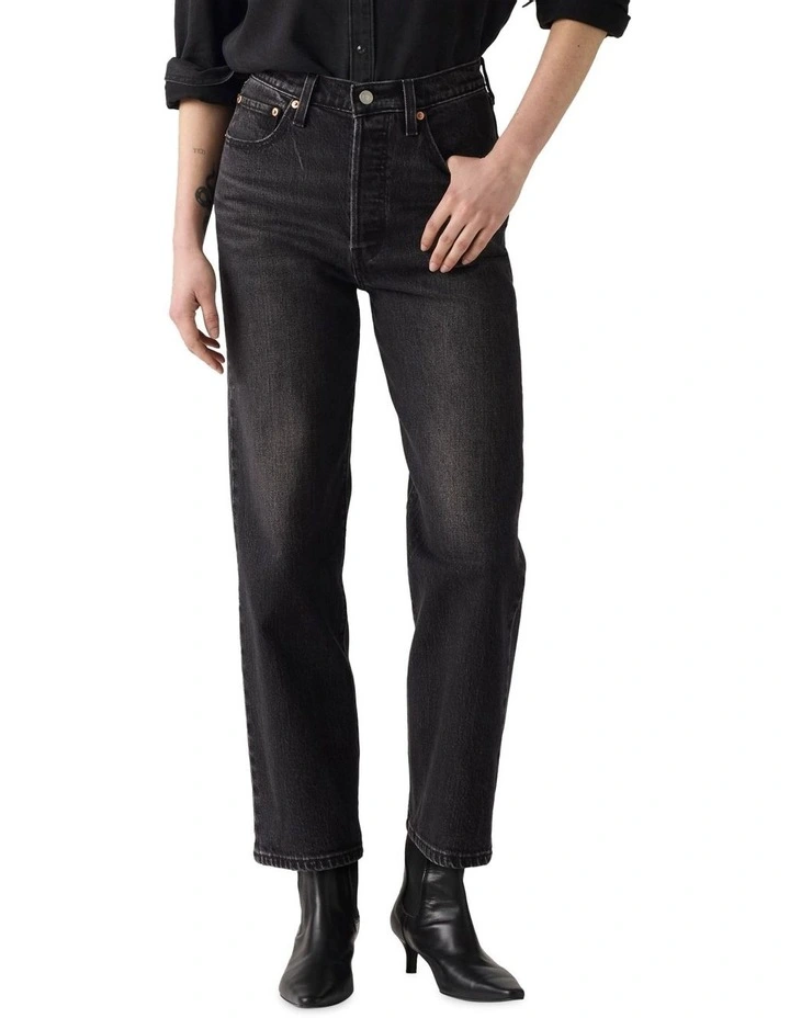 Ribcage Straight Ankle Jeans in Black image 1