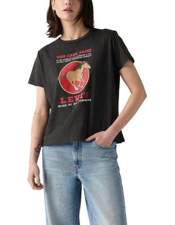 Graphic Boxy T-shirt in Pirate Black