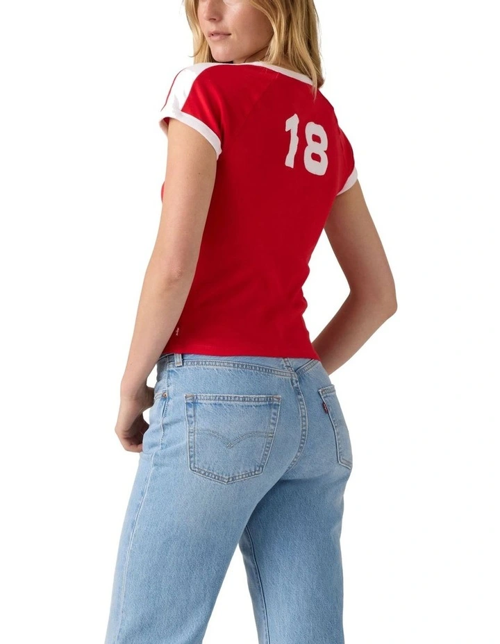 Graphic Riley Raglan Tee in True Red image 2