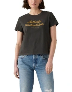 Graphic Boxy T-shirt in Pirate Black