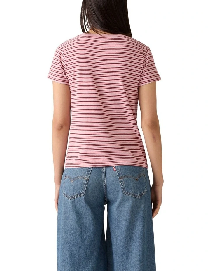 Perfect V-Neck T-Shirt in Clara Stripe Zephyr image 2