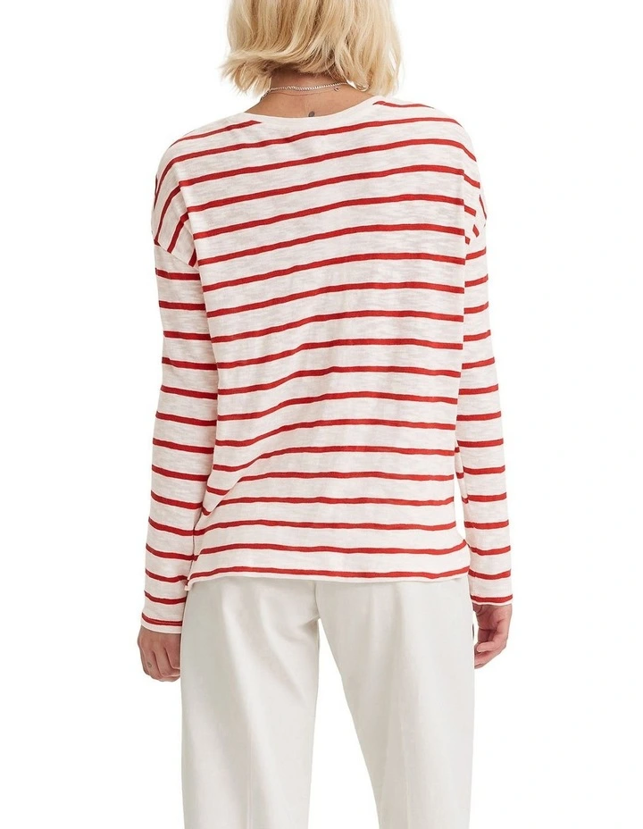 Margot Long-Sleeve T-shirt in Saint Stripe Scarlet image 2