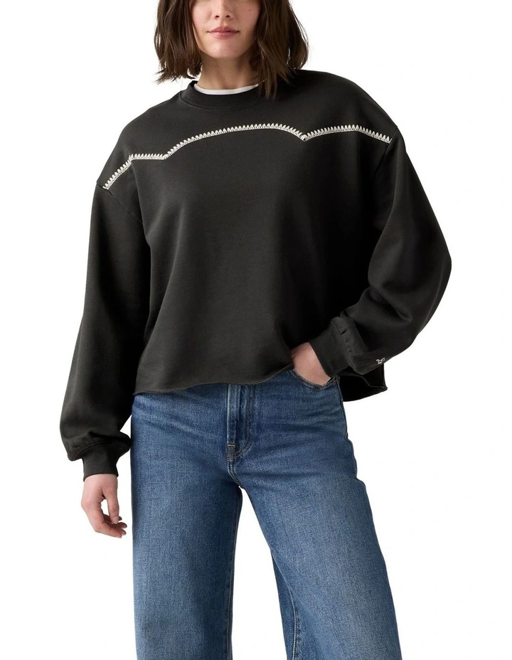 Leo Western Yolk Sweatshirt in Grey image 1
