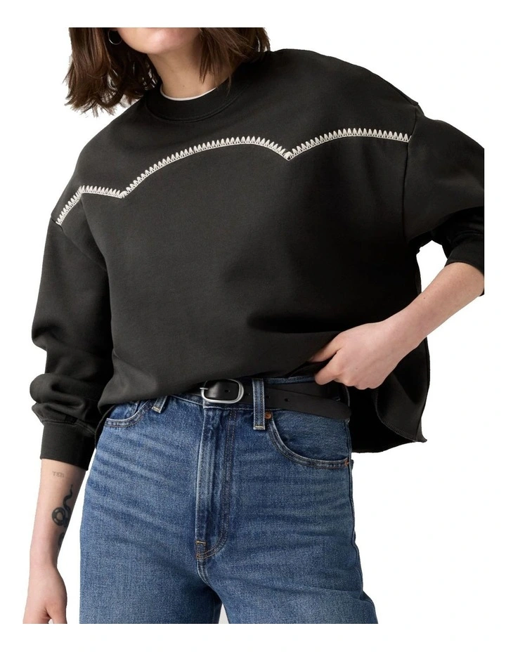 Leo Western Yolk Sweatshirt in Grey image 4
