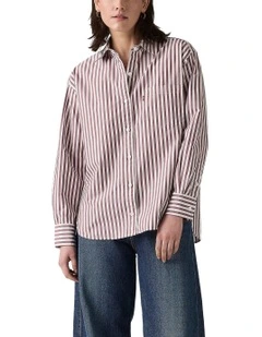 Harlie Boyfriend Shirt in Chocolate Truffle