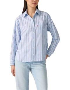 Harlie Boyfriend Shirt in Chambray Blue