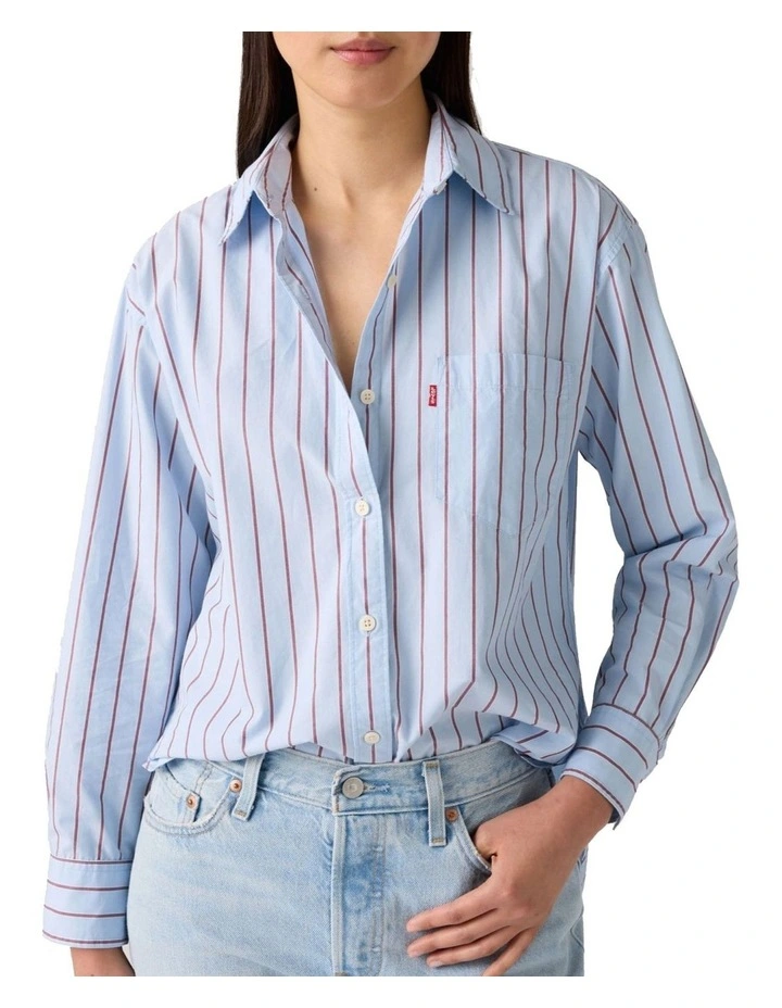 Harlie Boyfriend Shirt in Chambray Blue image 3