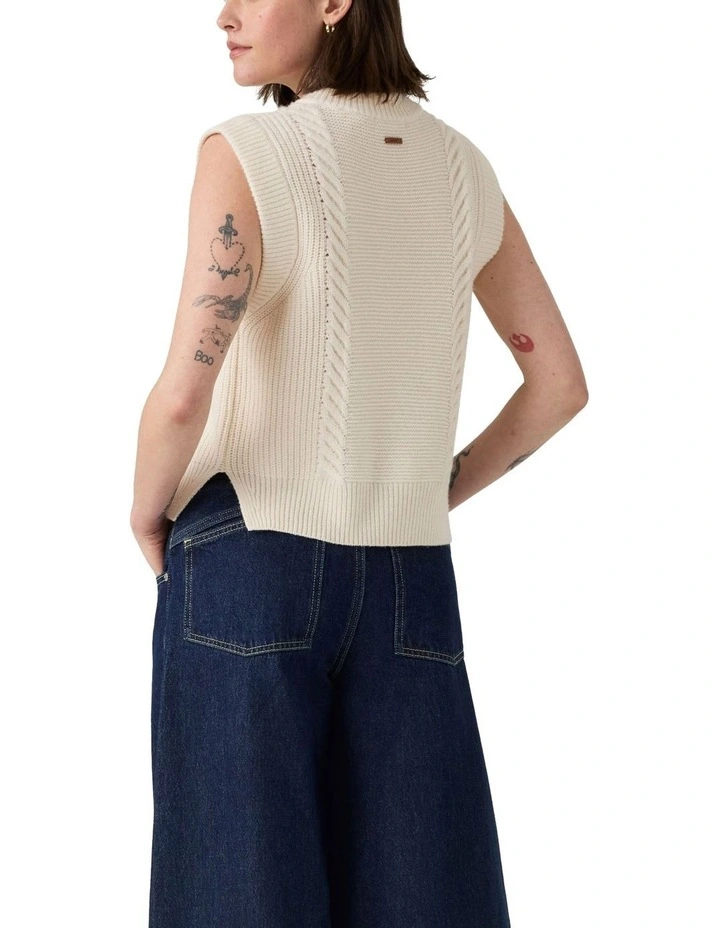 Ines Cable Sweater Vest in Whisper White image 2