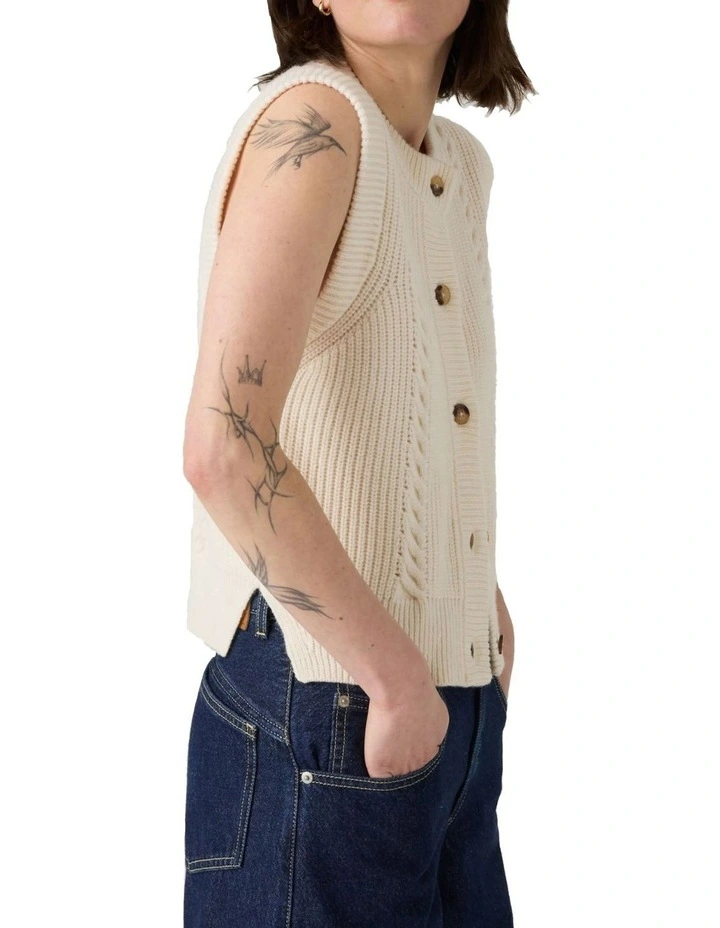 Ines Cable Sweater Vest in Whisper White image 3